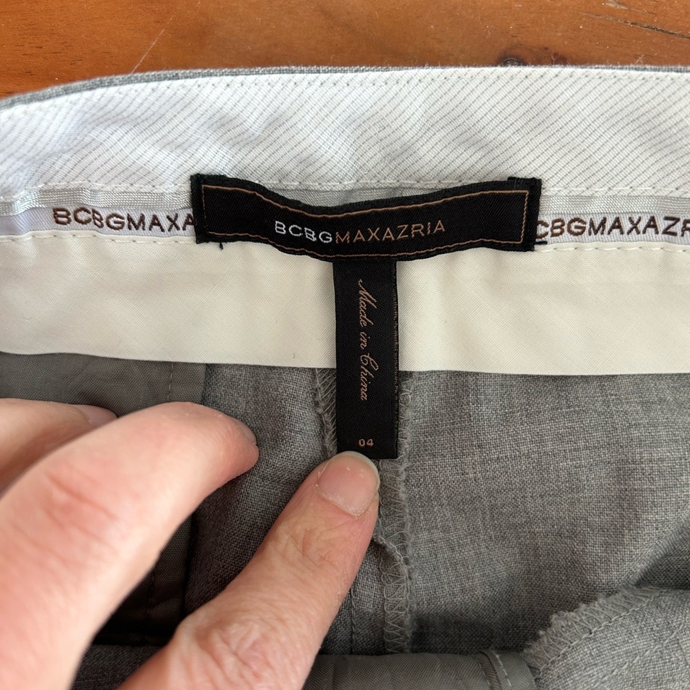 BCBGMaxazria Business Casual Lightweight Wool Blend Grey Flare Tall Long Trouser - Picture 5 of 6